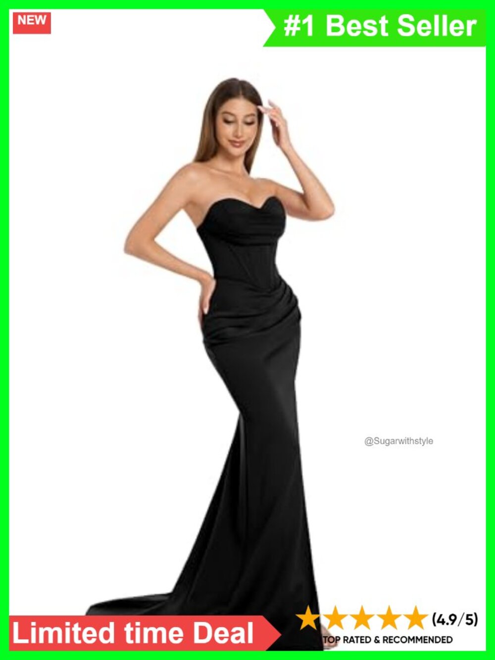 NYXARALUM Strapless Mermaid Formal Gown Sleeveless Evening Dress